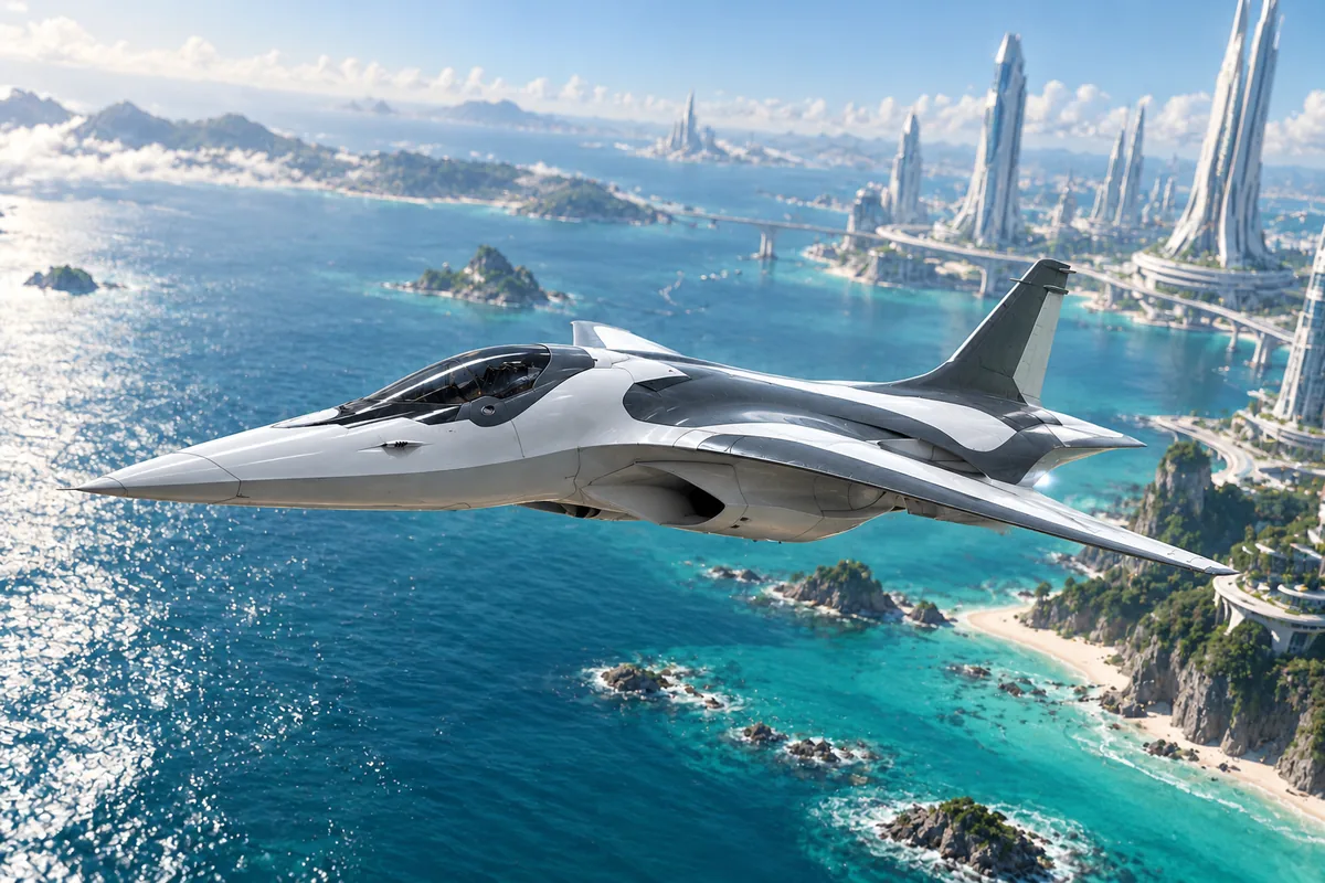 The R-101 Delphinus #1 flying over the sea