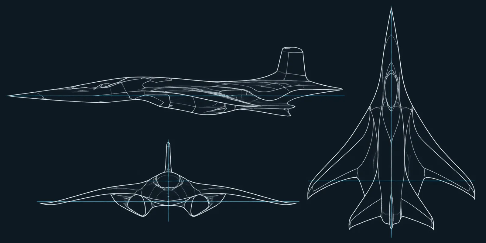 Technical three-view line drawing of the R-101 Delphinus #1