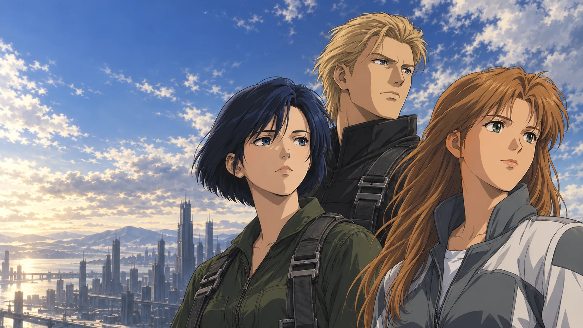 Rena Hirose, Abyssal Dision and Fiona Fitzgerald standing before a city skyline