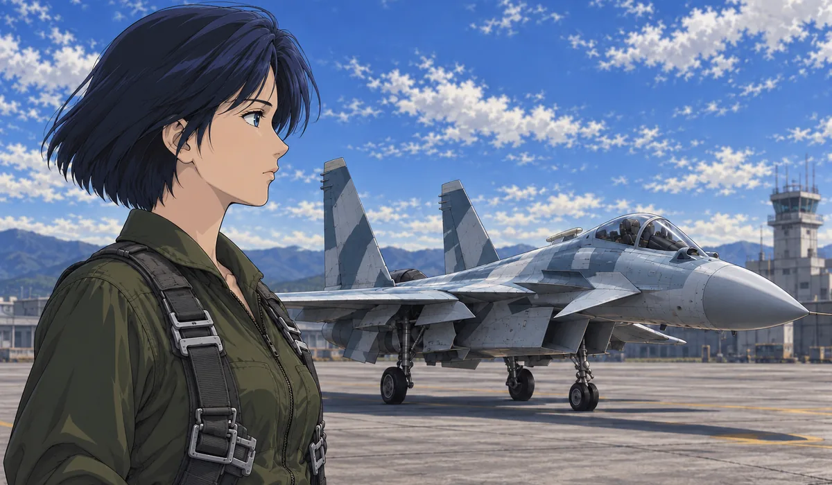 Rena Hirose beside her Su-37 Super Flanker-R