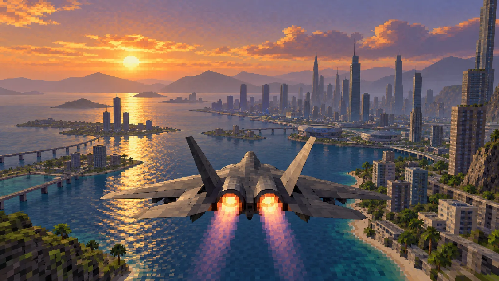 Chase view of a fighter jet in the Original graphics mode