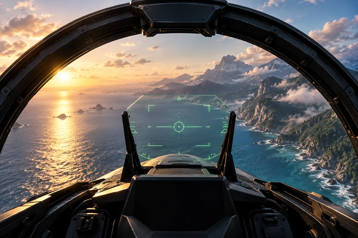 Cockpit view with the remastered head-up display